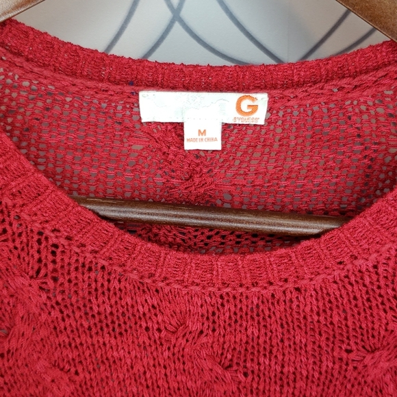 Euc G by Guess red asemmetrical cable knit sweater - Picture 2 of 6